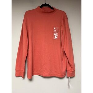 Speculation Coral Mock Neck Long Sleeve‎ Top XL Cotton Polyester Blend